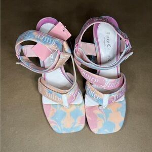 BNWT Juicy Couture Pastel Tie Dye Strappy Heels | Y2K